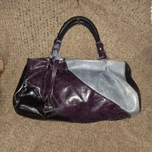 ARCADIA-3 Color Crinkled Leather Hobo-Handbag-Studded Dual Handles-Near Mint